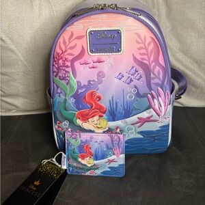 Loungefly Little Mermaid embroidered Backpack and Wallet